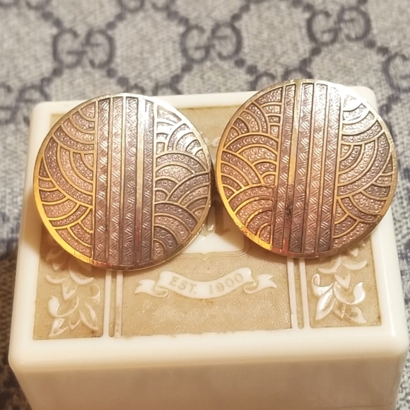 SG Sea Gems Designer signed Vintage Cloisonne Earrings - Picture 4 of 5